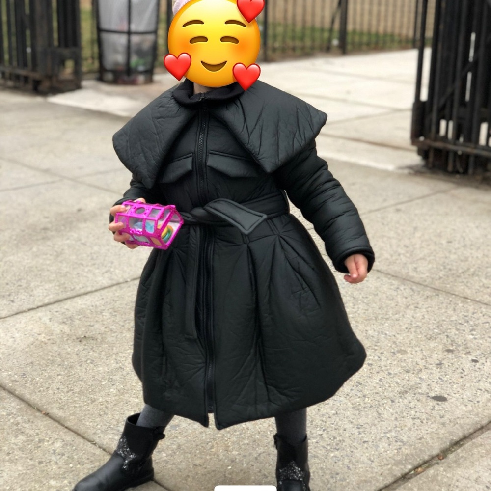 Girl, black puff jacket